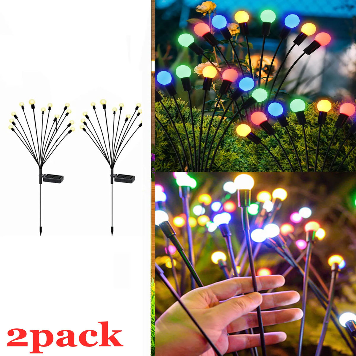 Solar Garden Lights Solar Swaying Light Sway by Wind Outdoor Lights Solar Garden Decorative Lights Yard Patio Pathway Decoration