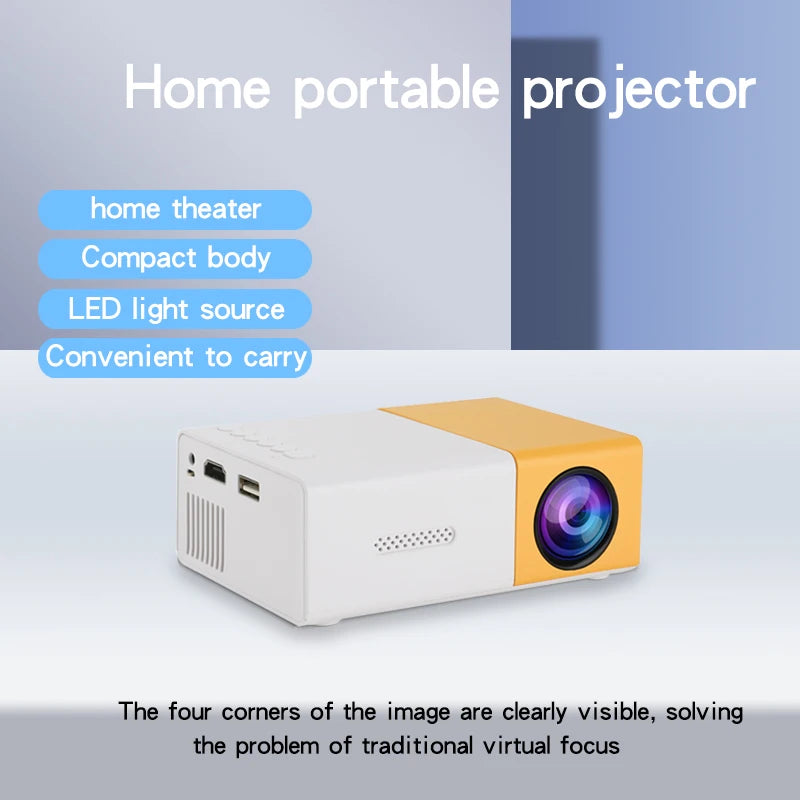 YG300 Mini Portable HD Projector is suitable for home, outdoor, and portable projectors, supporting USB, HDMI, and SD card links