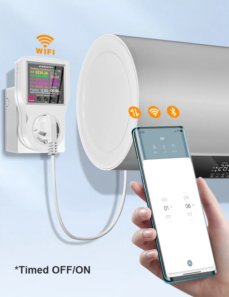 AC85-265V 16A Tuya WIFI Smart Socket Digital Wattmeter Electricity Consumption Power Kwh With Switch Power Energy Meter