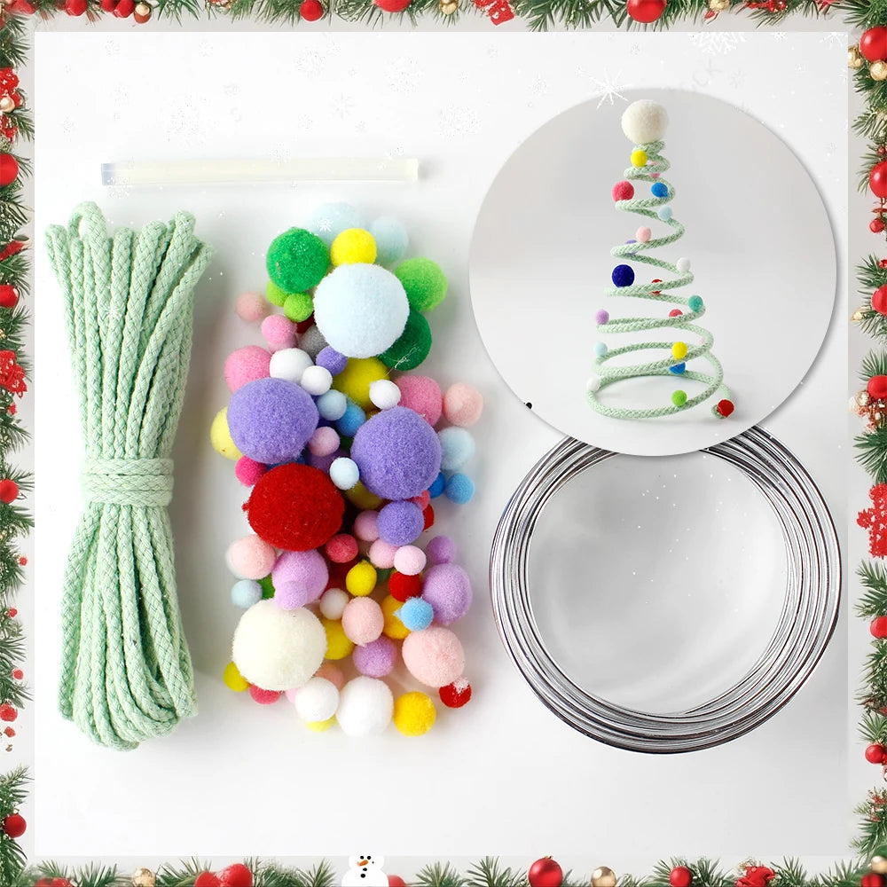 DIY Christmas Tree Making Kit with Weaving Tutorial Included Christmas Decoration Hanging Ornament Handcraft Material Pack