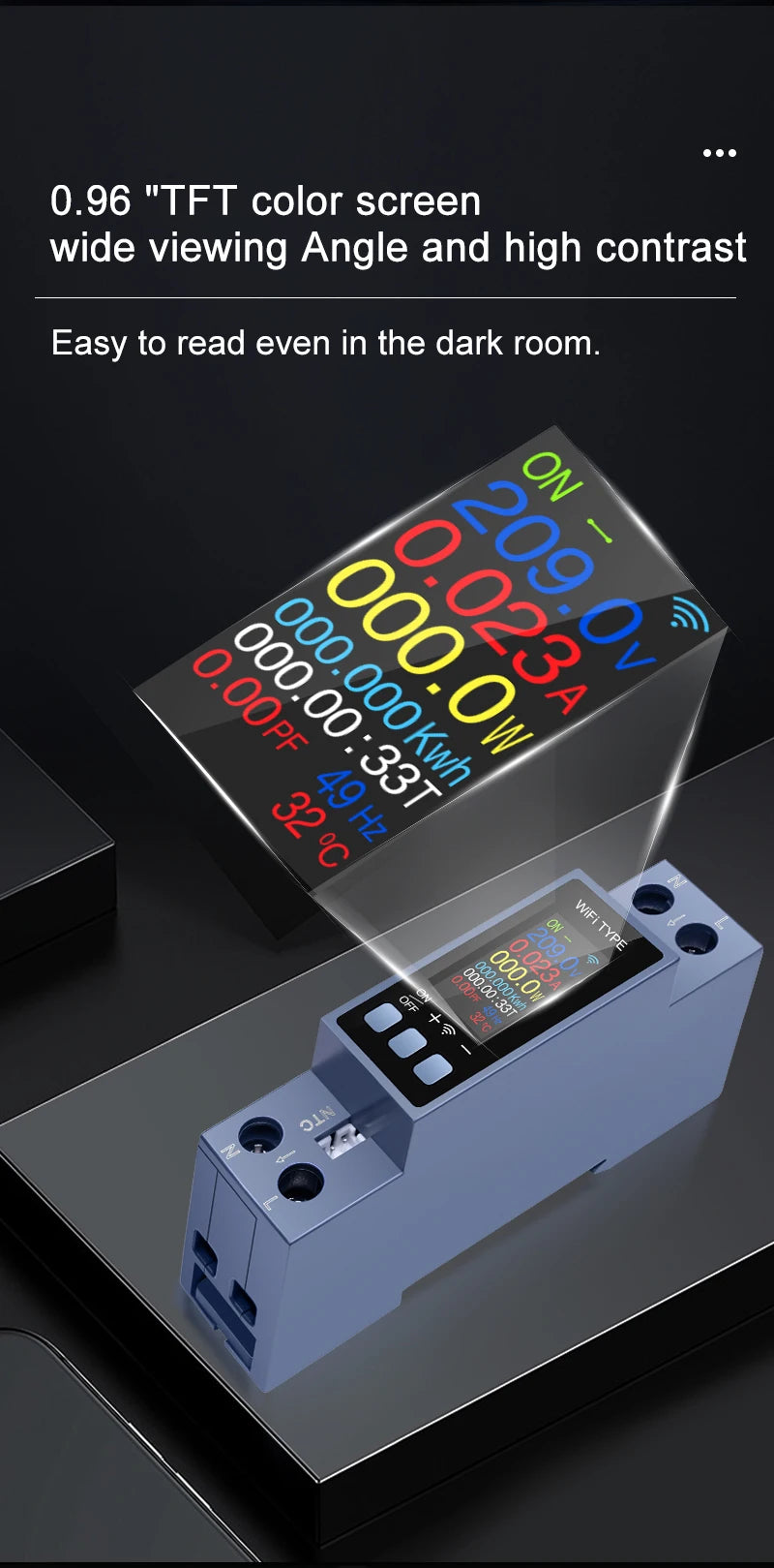 Tuya WiFi 8 In1 Smart Circuit Breaker Power Meter AC 85-290V Smart Switch Energy Meter APP Control with LCD Voltage Protection