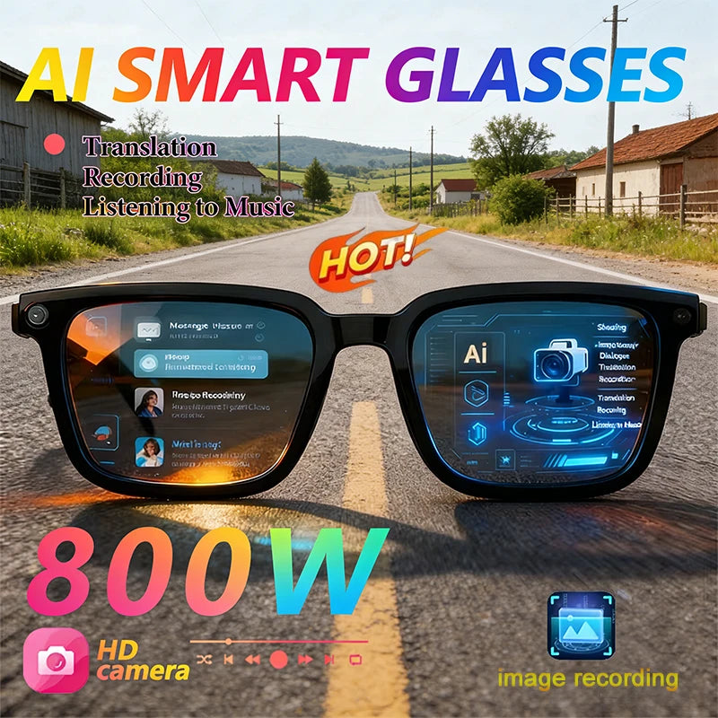 AI Smart Glasses AI Translation 8MP HD Camera 4K Shooting Image Conversation Recording Listening To Music Smart Glasses 2026 New