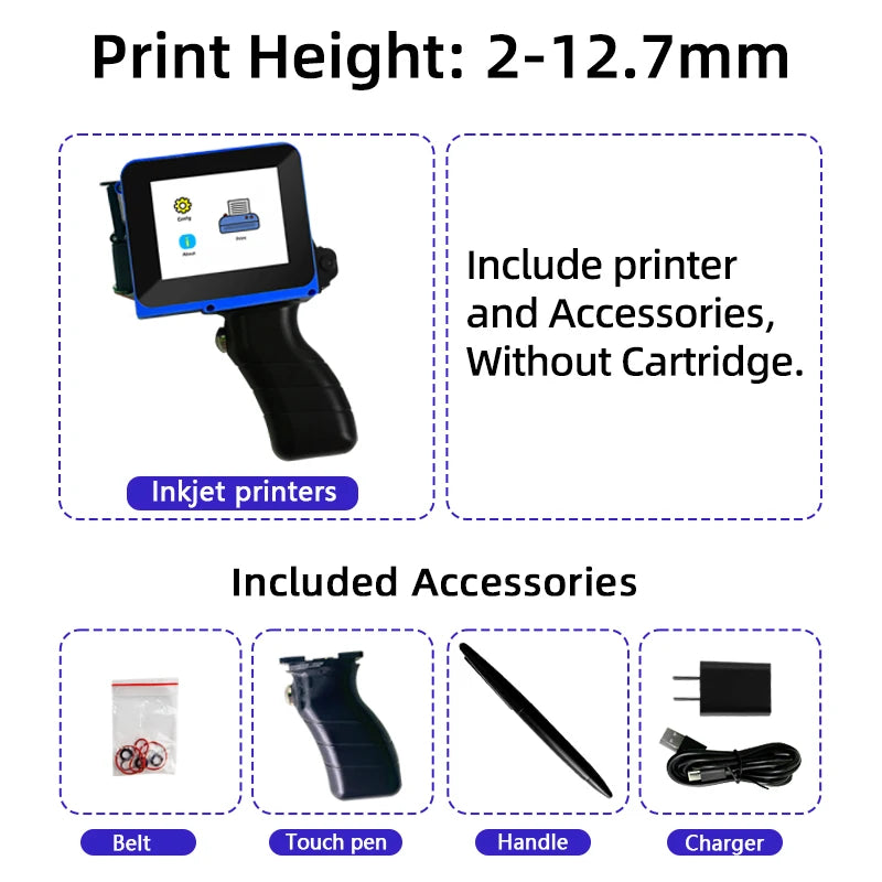 Mini Date Printer Inkjet Portable Coding Machine Bottle Box Plastic Bags Logo Text QR Code Serial Number