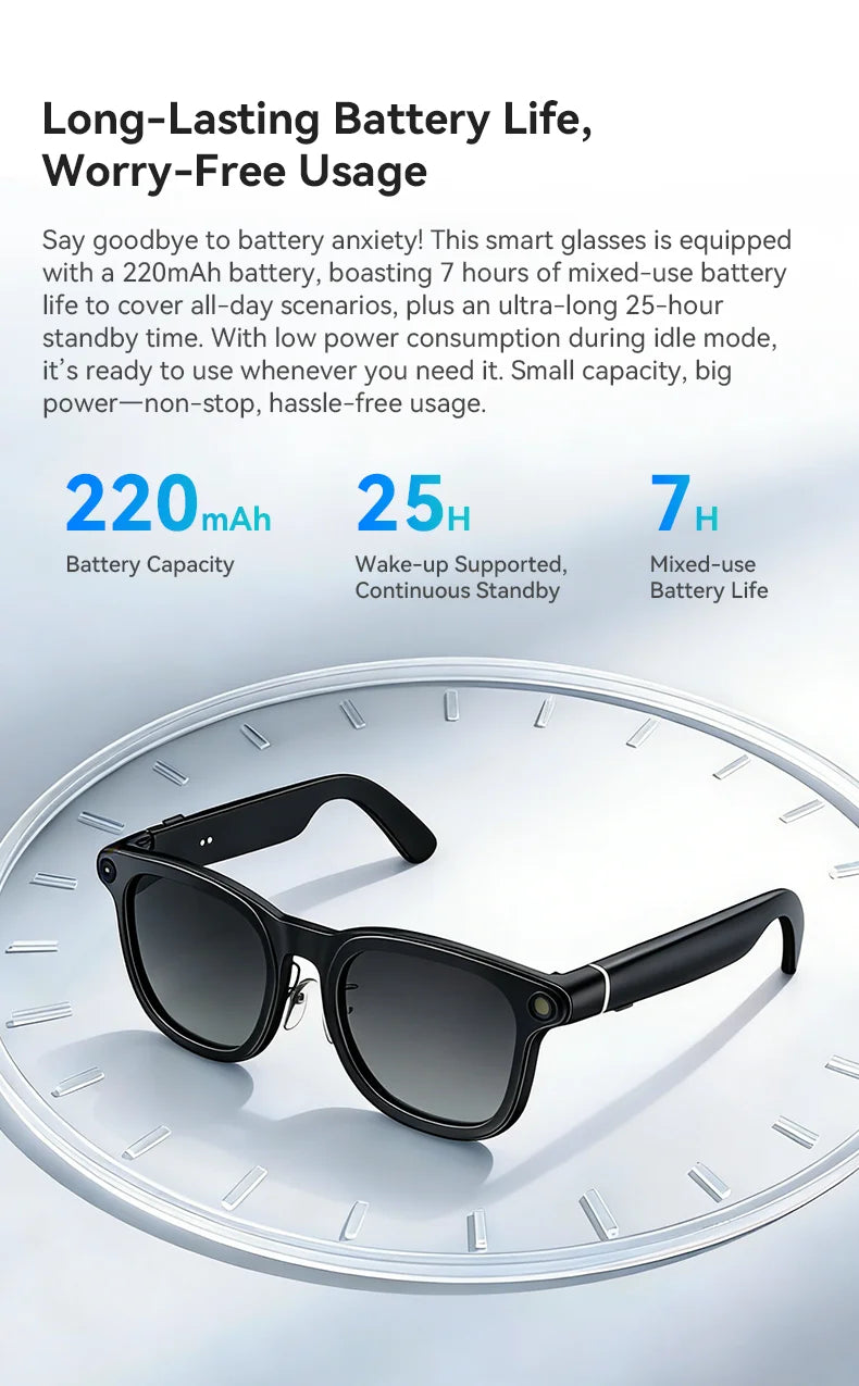 AI Smart Audio image Glasses, 3600mAh Charging Case, Hands-Free Call, Open-Ear Headphones, for Driving, Running, Daily Use