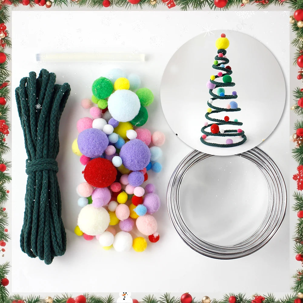 DIY Christmas Tree Making Kit with Weaving Tutorial Included Christmas Decoration Hanging Ornament Handcraft Material Pack