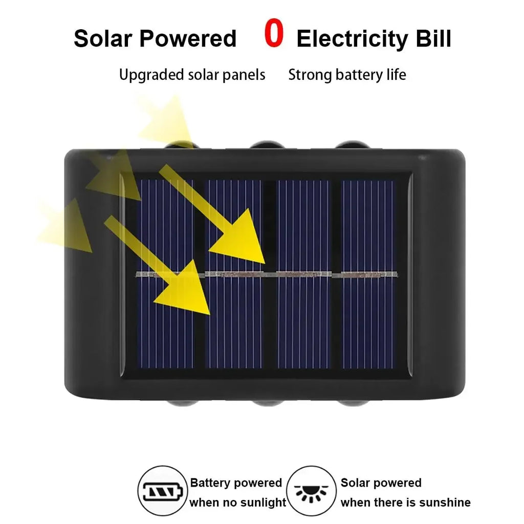 Solar LED Light, Outdoor Waterproof Wall Lamp, Dusk to Dawn Fence Up And Down Luminous Lighting  for Summer Garden Yard Porch