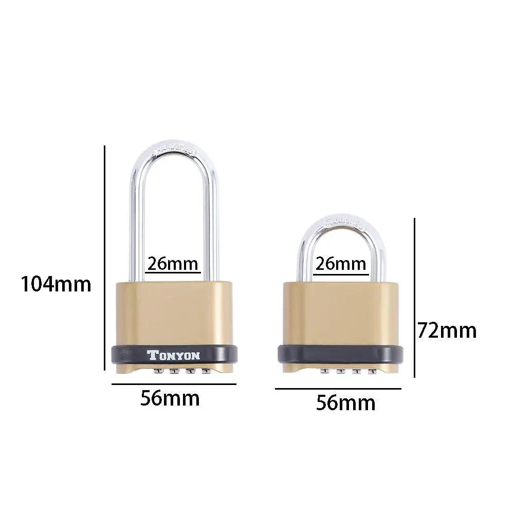 4 Dial Metal Toolbox Cabinet Luggage Backpack Password Lock Padlock Code Lock Digit Locks