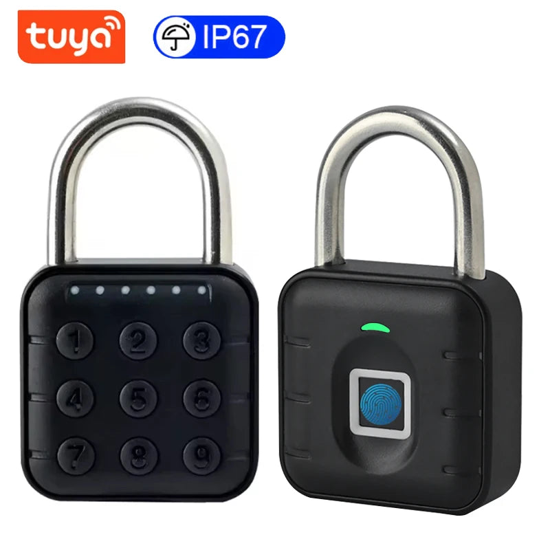 Tuya Smart Bluetooth Password Fingerprint Padlock Waterproof Keyless Security Electronic Luggage Bag Case Anti-theft Lock