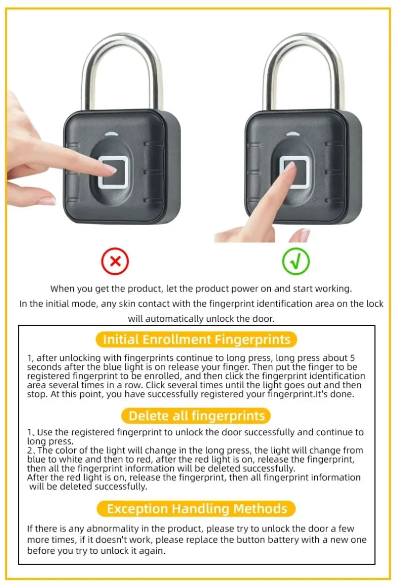 Tuya Smart Bluetooth Password Fingerprint Padlock Waterproof Keyless Security Electronic Luggage Bag Case Anti-theft Lock