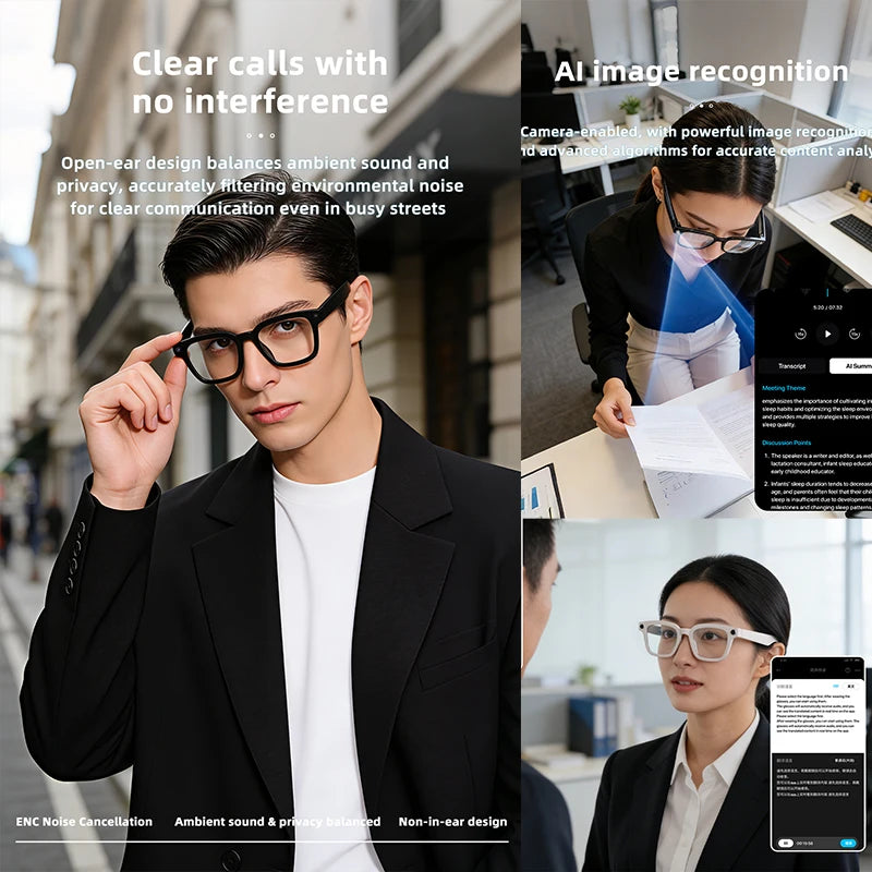 2026 AI Smart Camera Glasses 8MP 1200P Video Record Real-Time Translation Object Recognition AI Q&A Color Changing Smart Glasses