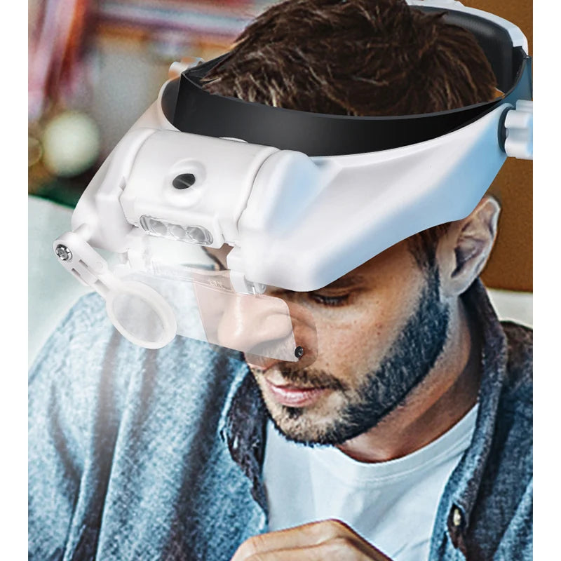 LED Magnifier 1.5x 2x 2.5x 3x 3.5x 8x Magnifying Glasses for Jewelry Watch Electronic Repair Hands-Free Loupe