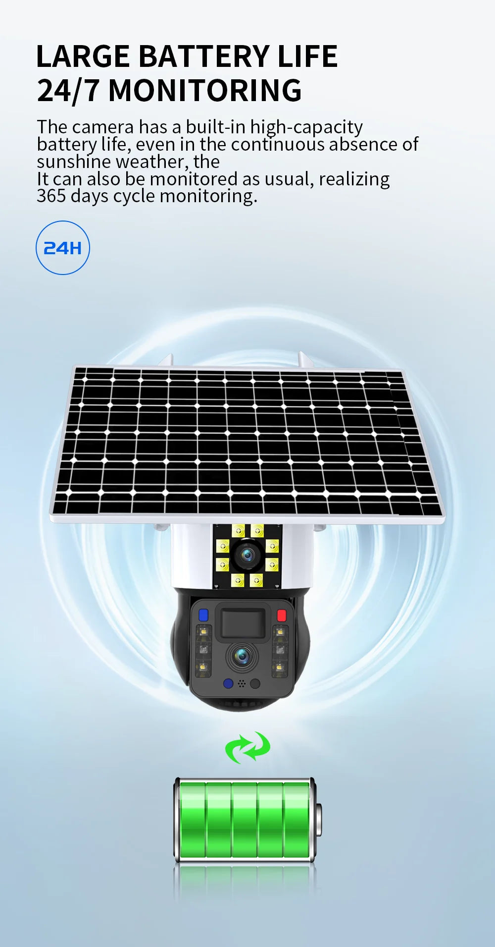 8MP 4K WiFi Solar Camera Outdoor Dual Lens Dual Screen Gimbal IP Camera With Solar Panel Rechargeable AI Motion Detection