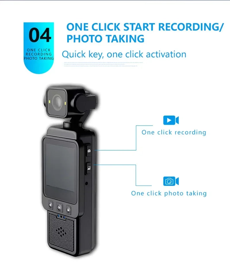 2026 New Handheld Sports Camera With180 Degree Rotating Lens 4K HD Wireless Wifi Video Recorder Built-in Fill Light Camera
