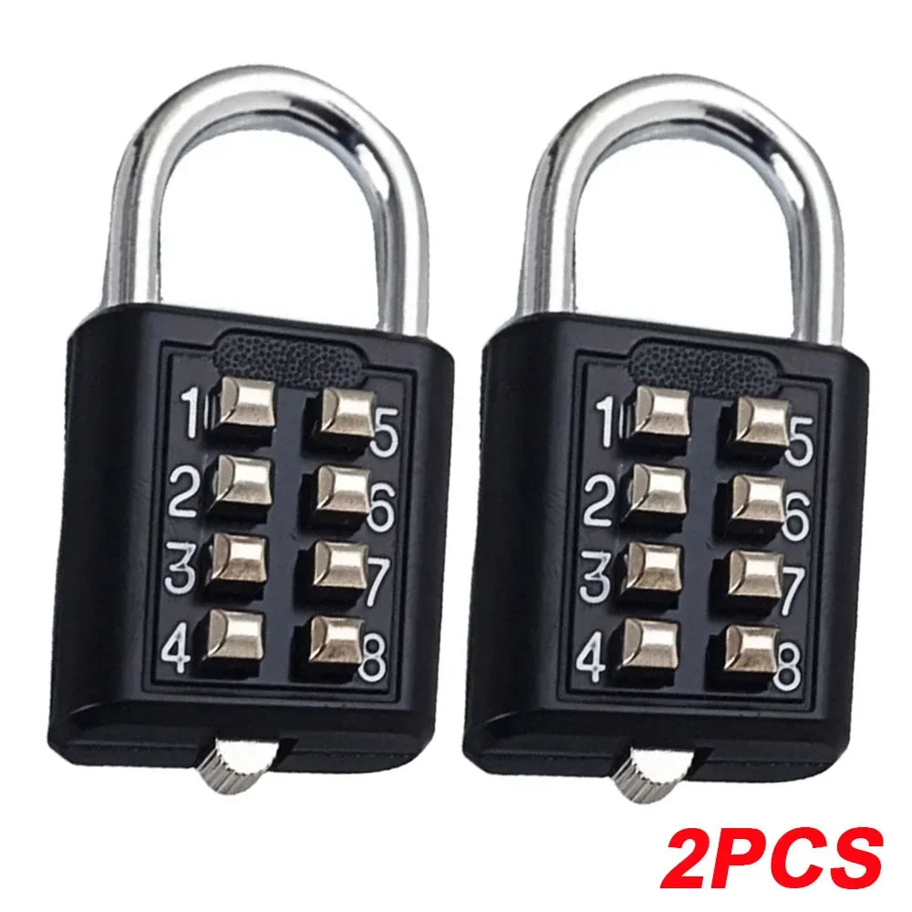 8 Digit Padlock Outdoor Waterproof Combination Zinc Alloy Travel Luggage Lock with Key for Suitcase Backpack Anti-Theft