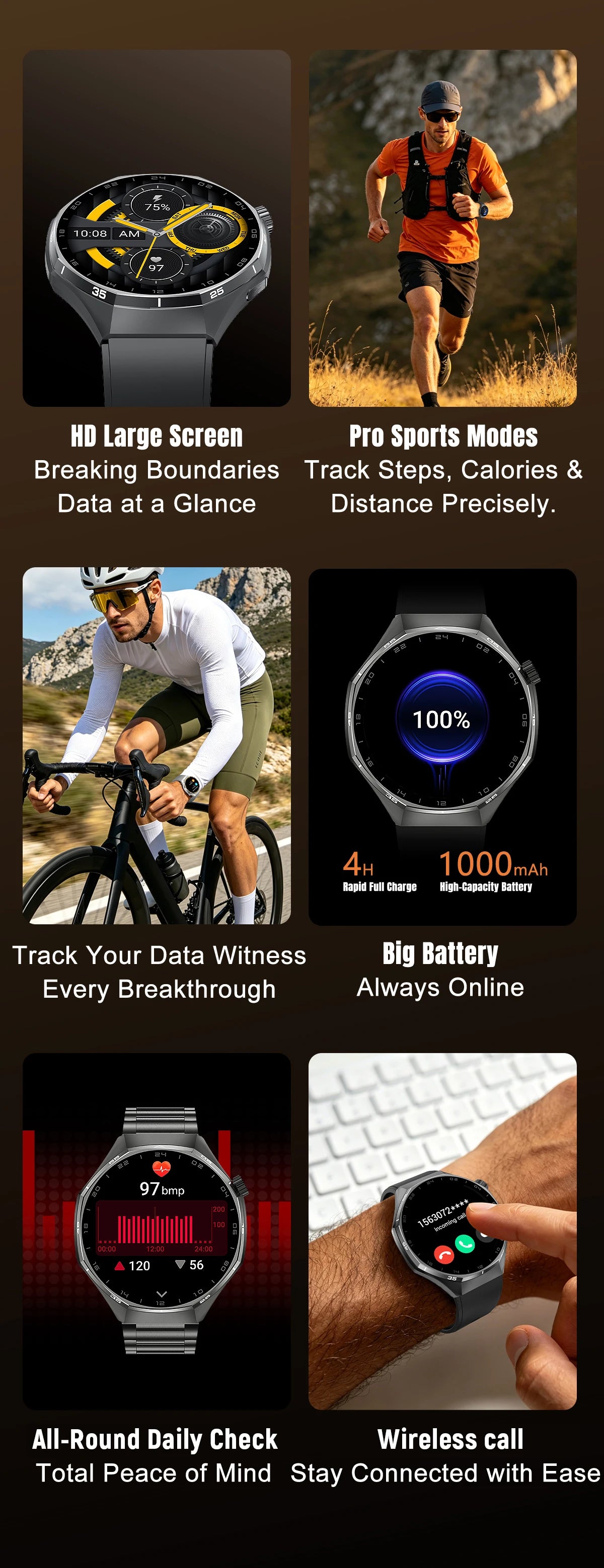 LIGE 2026 Smart Watch For Men IP68 Waterproof Sports Bluetooth Call Watch Smart Heart Rate Blood Oxygen Clock For Android IOS