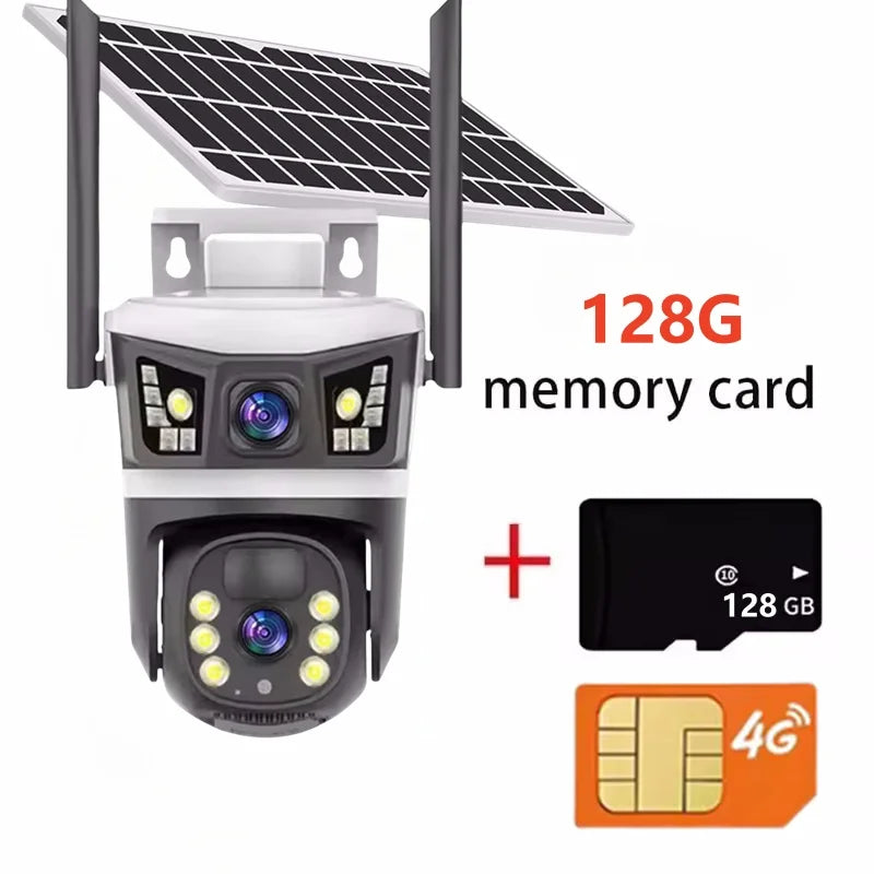 4G Solar Camera Outdoor 12MP 6K Dual Lens Dual Screens Security Video Monitor Cam Night Vision Waterproof CCTV IP Cameras Yoosee