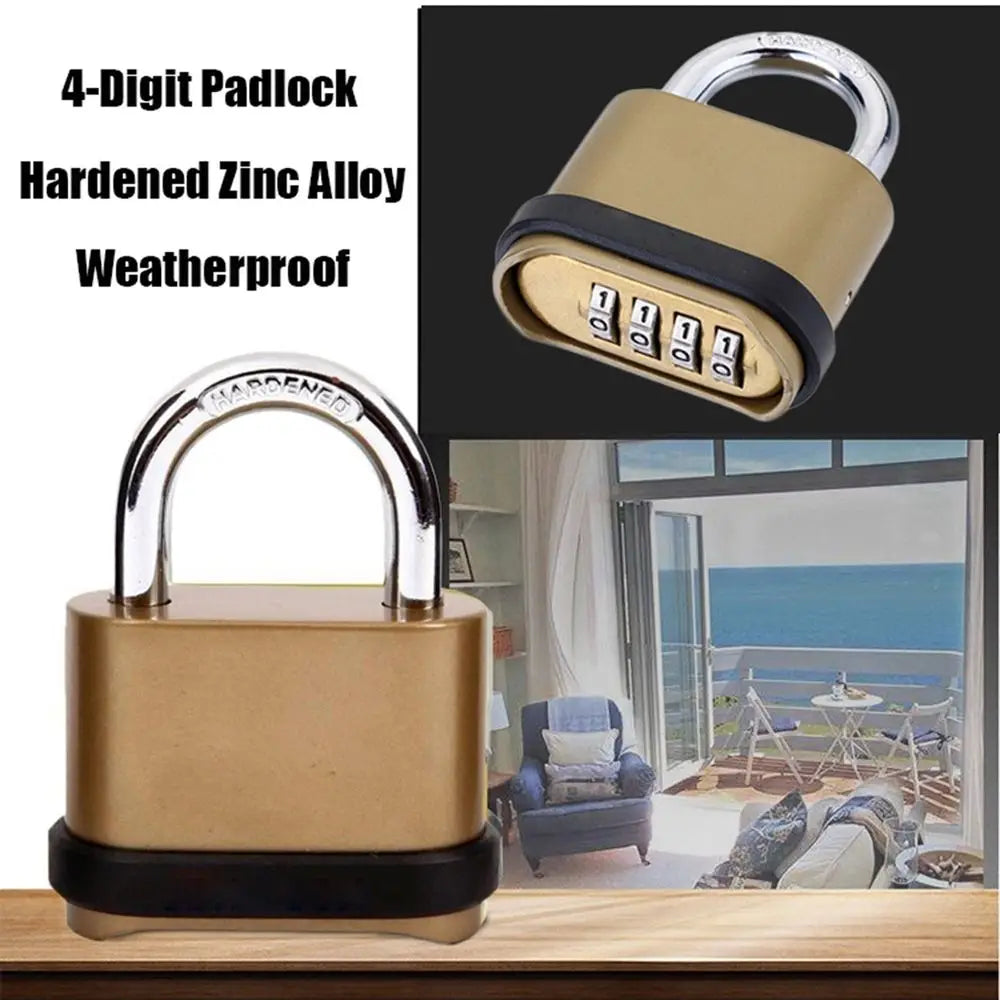 4 Dial Metal Toolbox Cabinet Luggage Backpack Password Lock Padlock Code Lock Digit Locks