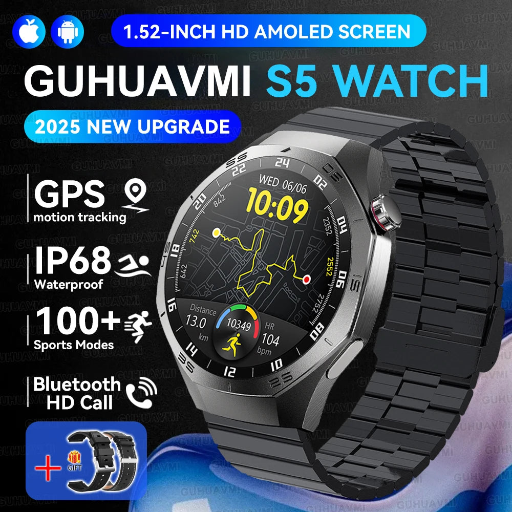 2026 New Sports Watch 5 Pro GPS Track Smart Watches Men 1.53"AMOLED Full Touch Screen Waterproof Bluetooth Talk Smart Bracelet