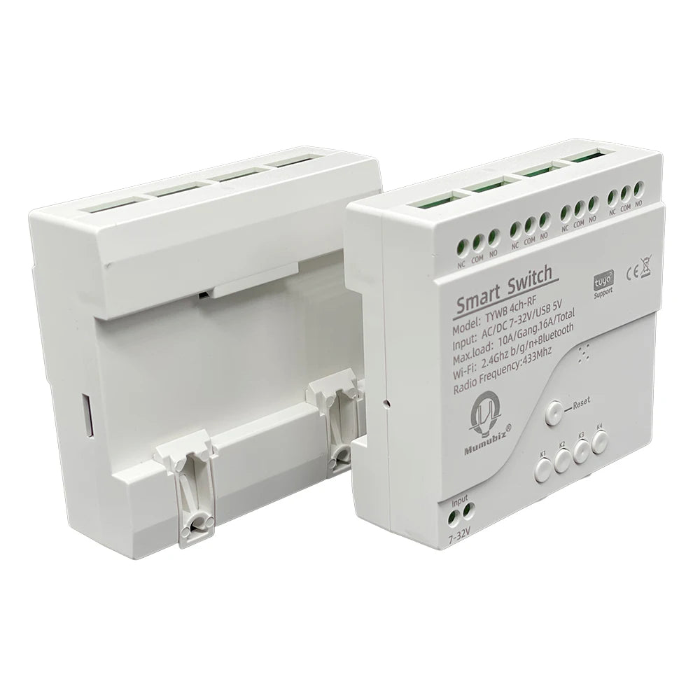 Tuya 4 Channel Smart WiFi 85-250V Switch, APP RF433 Remote Control ,Bluetooth, Inching ,Self-lock ,Inter-lock,Works with Alexa