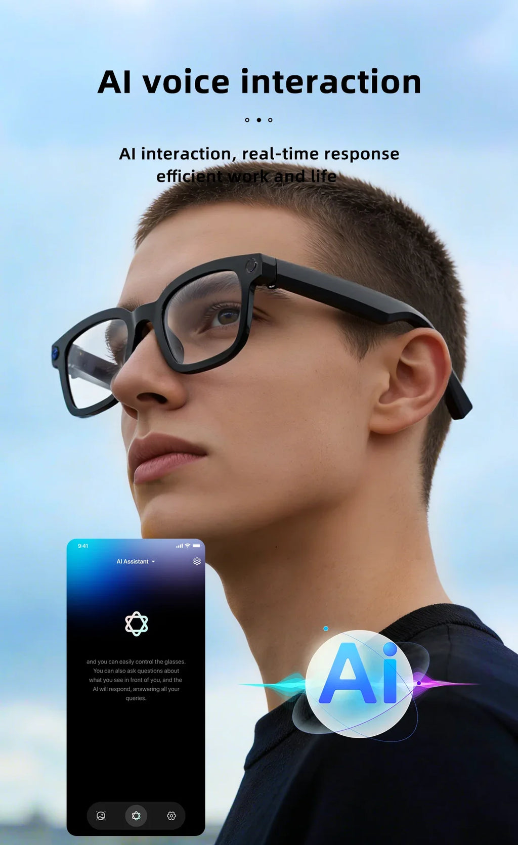 2026 AI Smart Camera Glasses 8MP 1200P Video Record Real-Time Translation Object Recognition AI Q&A Color Changing Smart Glasses