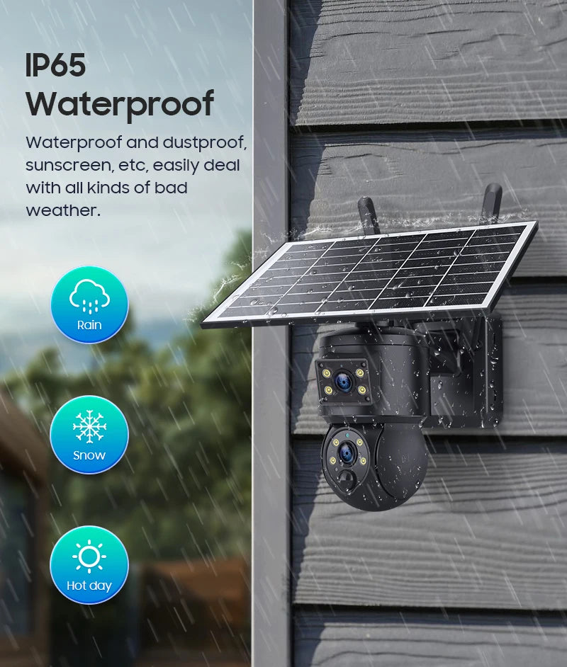 6MP Ubox APP Solar Power Dual Lens WIFI IP Camera Full Color AI Humanoid Detection Home Security CCTV Monitor