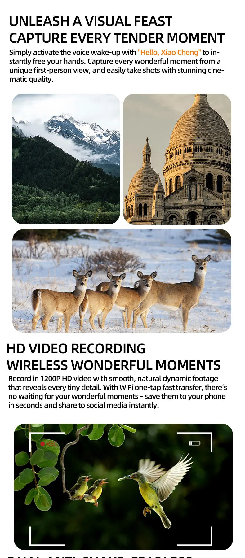 2026 New AI Camera Glasses, 1200P HD Video Recording, 30MP Photo Shooting, Voice Assistant, WiFi Sync for Cycling Hiking Travel