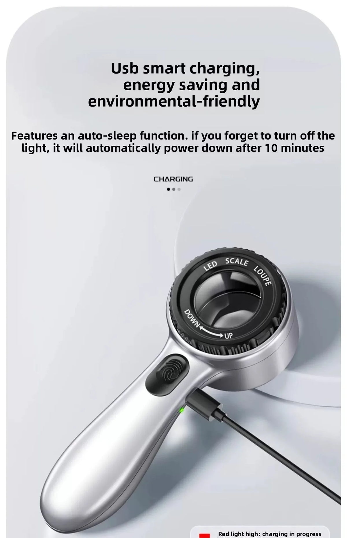 Magnifying Glass Rechargeable with UV Light High-definition High Magnification with Scale for Identifying Jewelry and Stamps