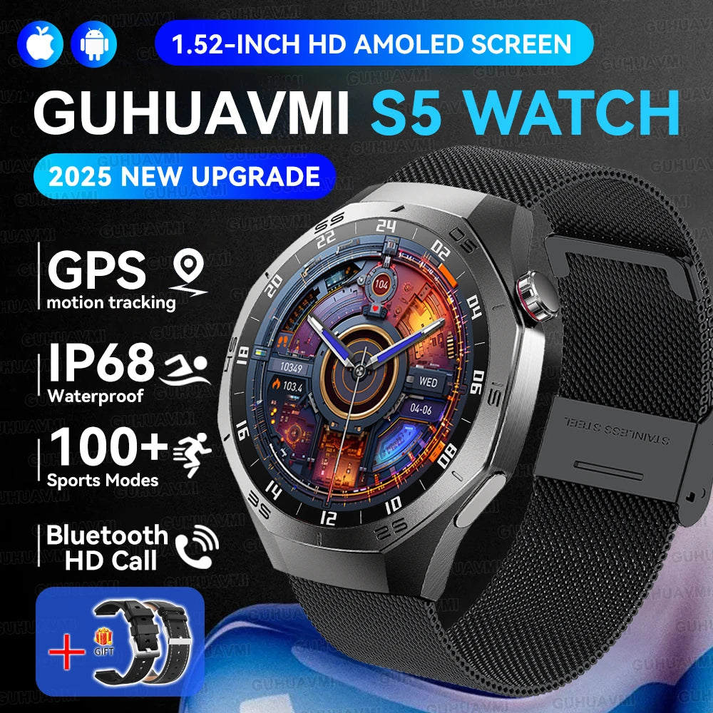 2026 New Sports Watch 5 Pro GPS Track Smart Watches Men 1.53"AMOLED Full Touch Screen Waterproof Bluetooth Talk Smart Bracelet