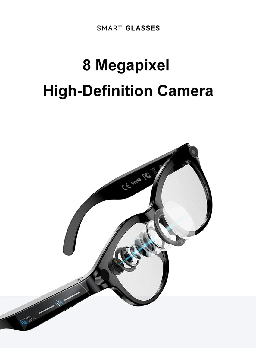 M89-S AI Smart Glasses Equipped with High-Definition 1080P Camera Translation AI Voice Assistant Music Playback and LED Lighting