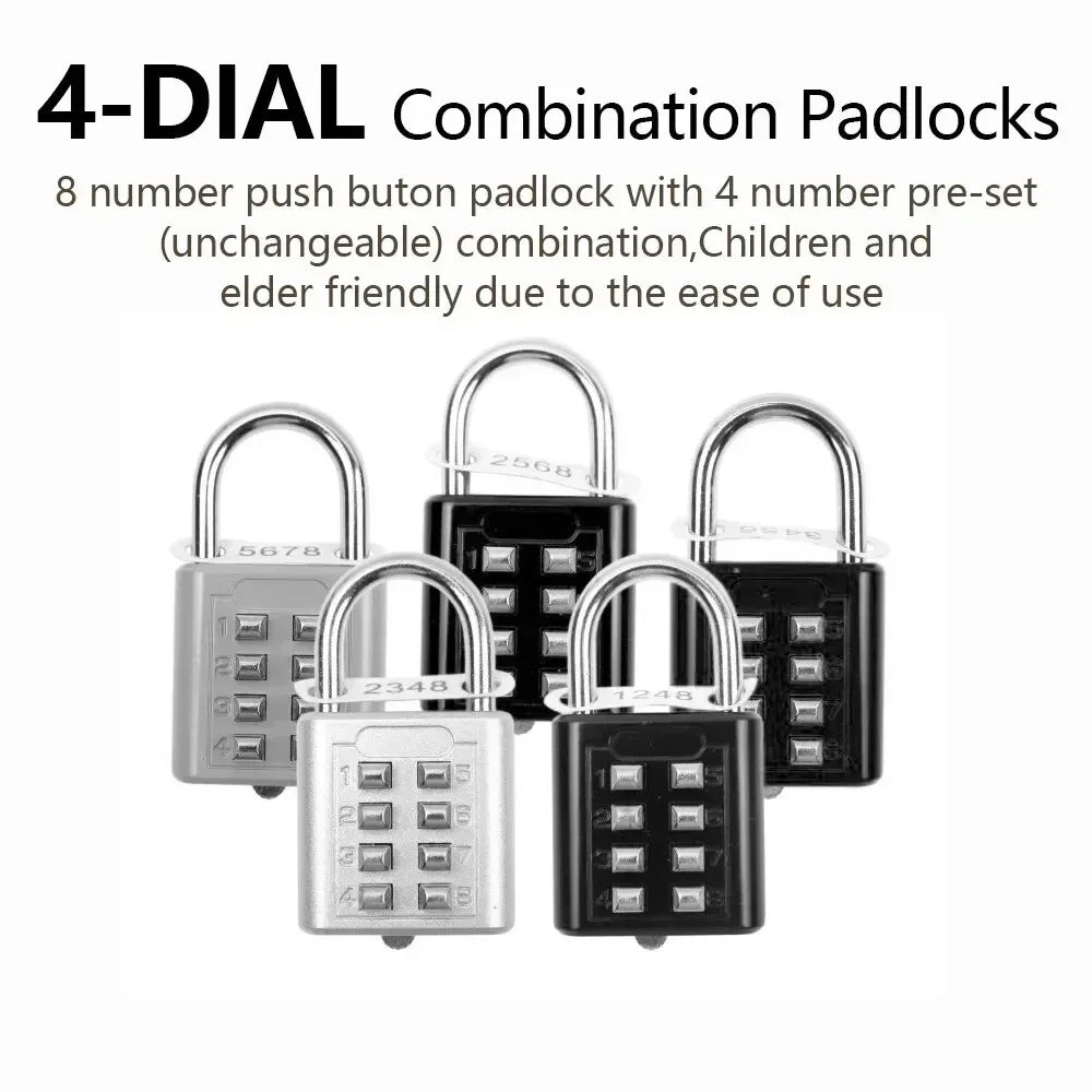 8 Digit Padlock Outdoor Waterproof Combination Zinc Alloy Travel Luggage Lock with Key for Suitcase Backpack Anti-Theft