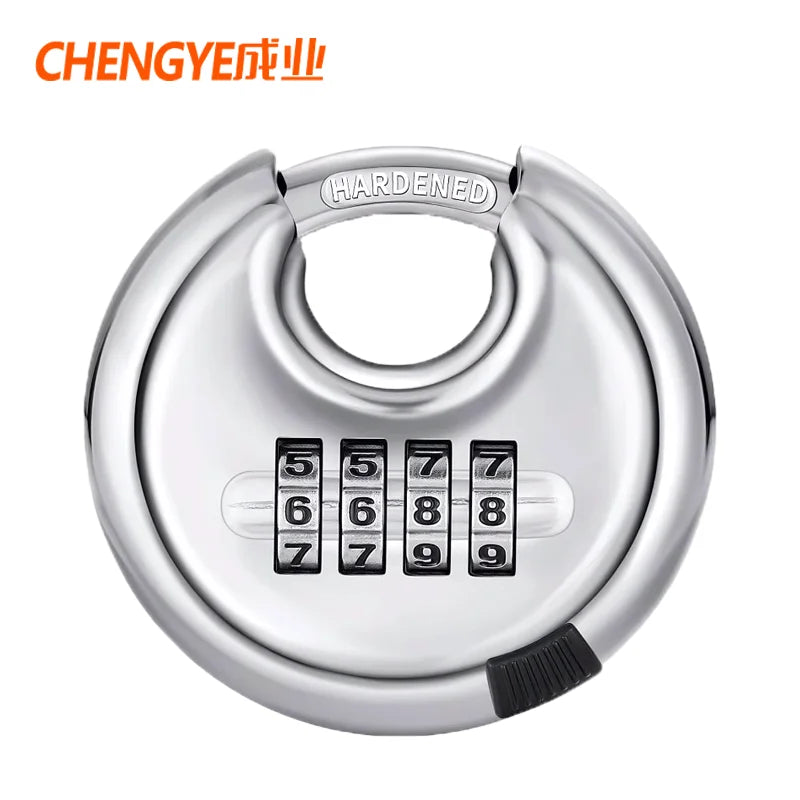 Password lock stainless steel round head password padlock warehouse round padlock waterproof and rust proof outdoor lock