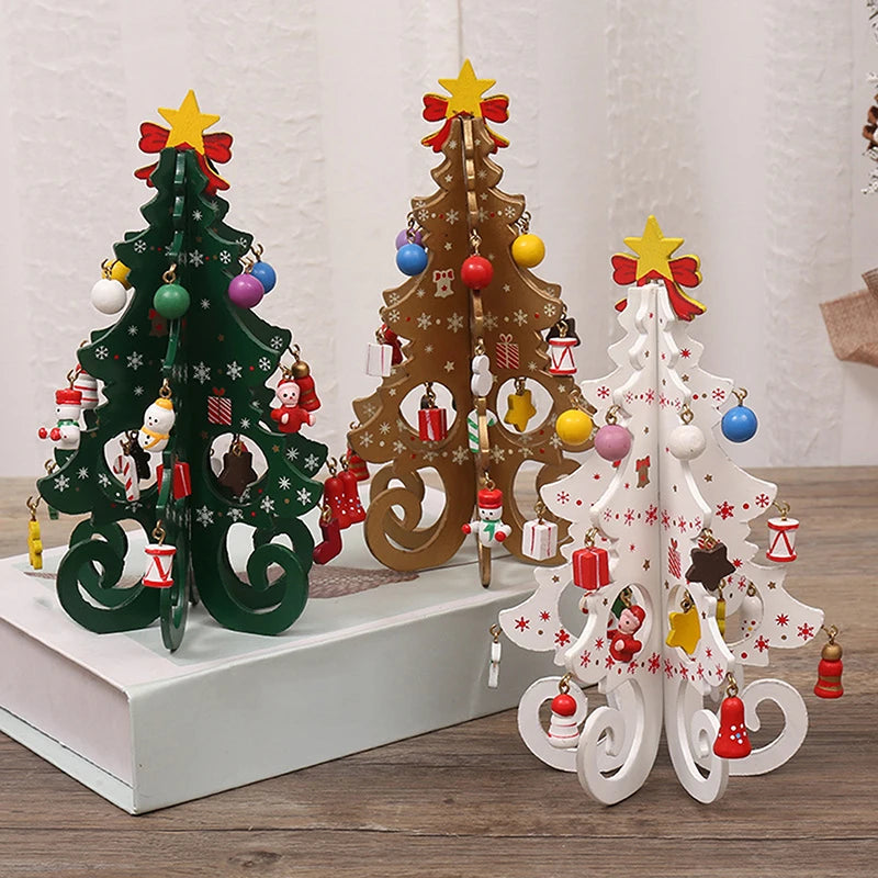 Creative DIY Wooden Christmas Tree Window Shop Mall Desktop Display Props Ornament Holiday Gifts Decoration Ornaments
