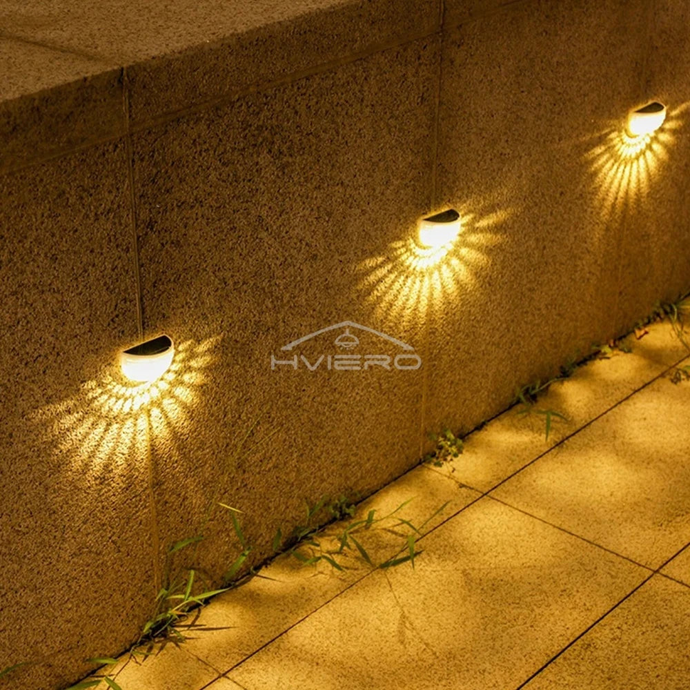 Solar Lights Outdoor 6LED Semi-circular Wall Step Garden Layout Terrace Ambiance Decorated IP65 Waterproof Family Courtyard Lamp
