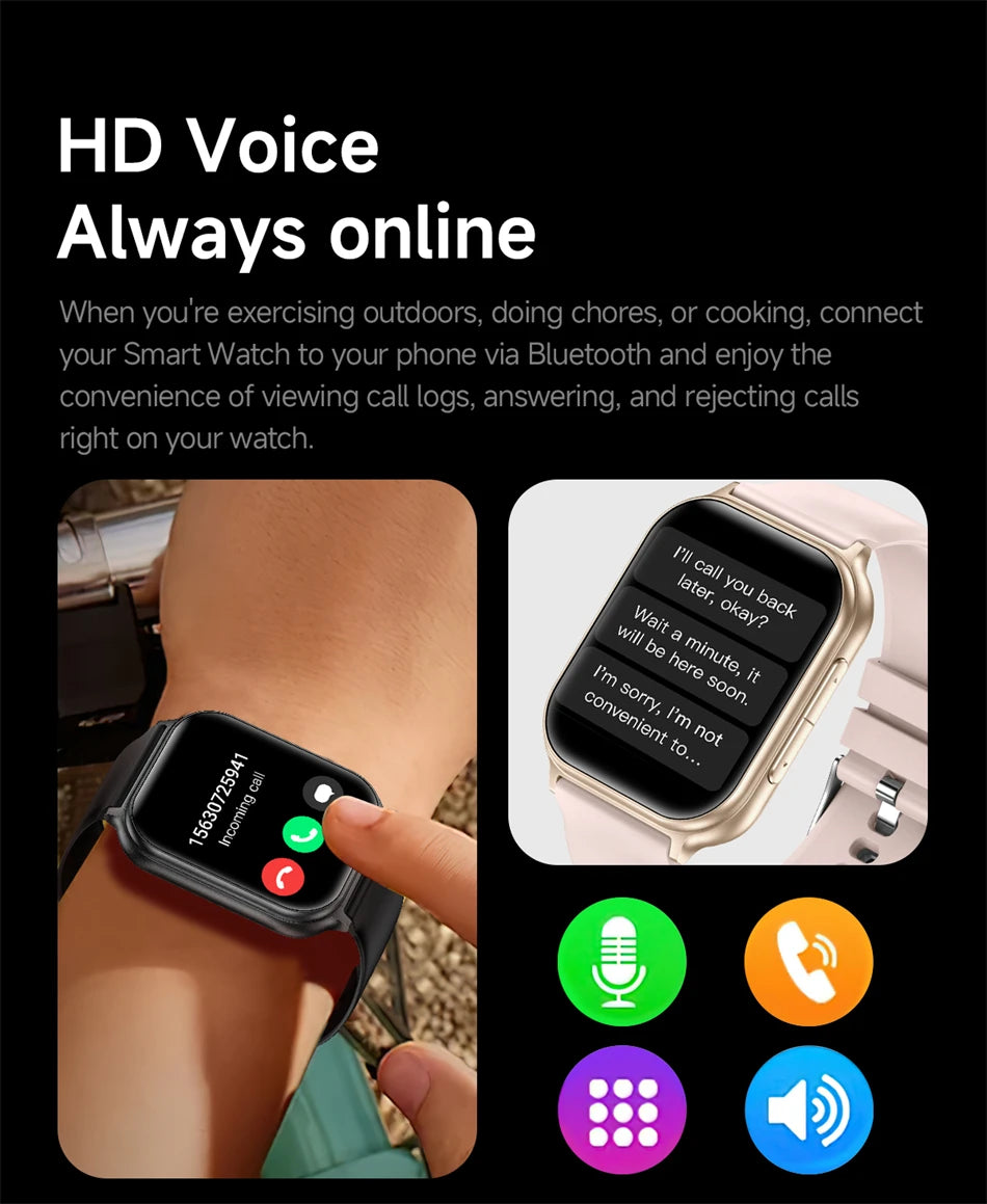 2026 New Smartwatches Men Women Sports Fitness Tracker IP68 Waterproof Built-in 24H Heart Rate 700 mAh Battery Call Smart Watch