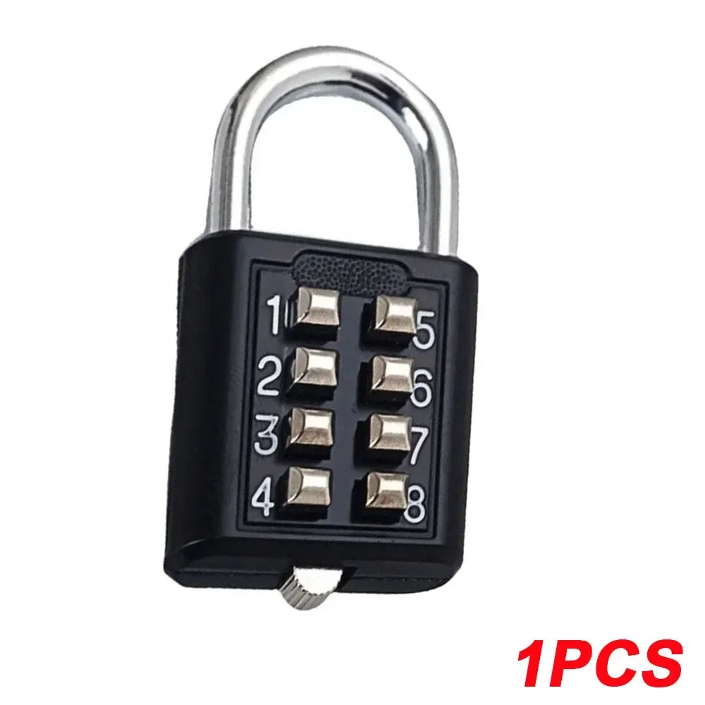 8 Digit Padlock Outdoor Waterproof Combination Zinc Alloy Travel Luggage Lock with Key for Suitcase Backpack Anti-Theft