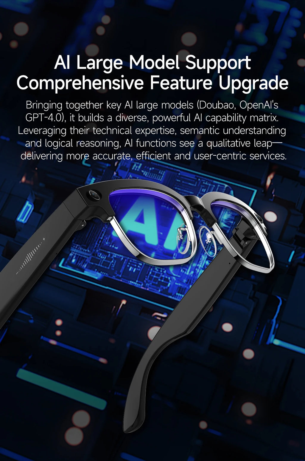 2026 New AI Smart Glasses 800W HD Camera Glasses Photo Recognition Video Record Translation Call Waterproof Sunglasses Men Women