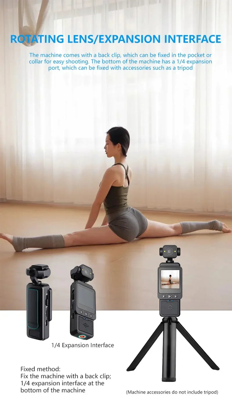 2026 New Handheld Sports Camera With180 Degree Rotating Lens 4K HD Wireless Wifi Video Recorder Built-in Fill Light Camera