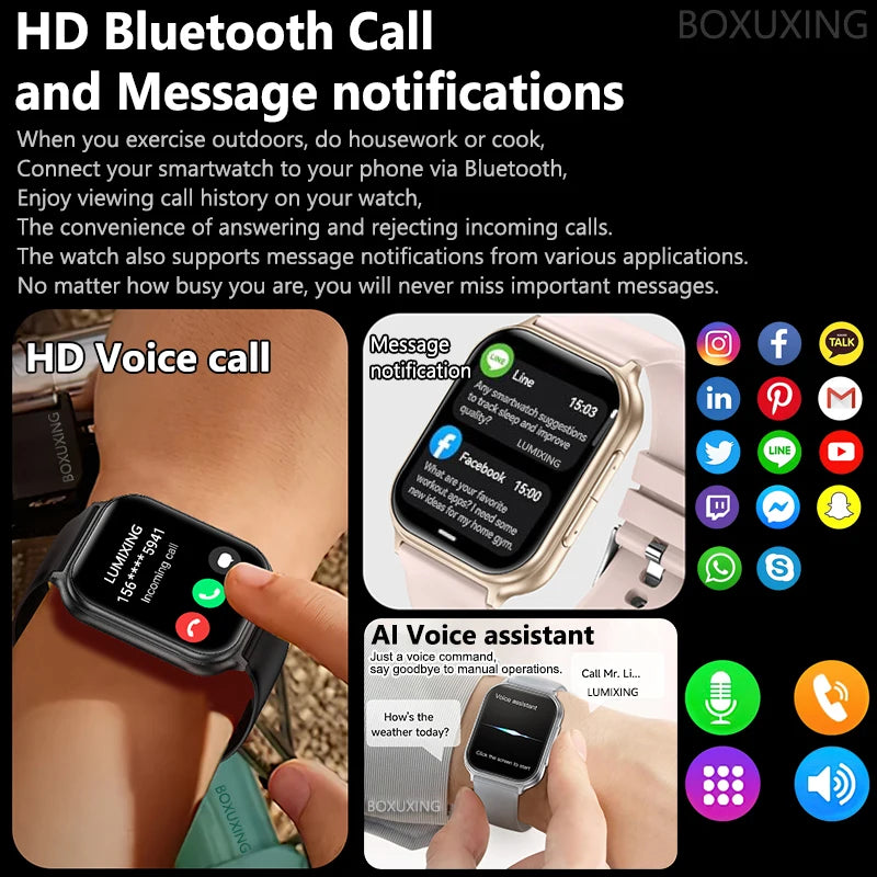 2026 New Smartwatches Men Women Sports Fitness Tracker IP68 Waterproof Built-in 24H Heart Rate 700 mAh Battery Call Smart Watch
