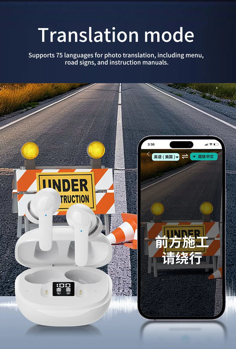 New Translation Headphones 144 Translanguages Instant Translate Smart Voice Translator B11 Wireless Bluetooth Translator Earphon