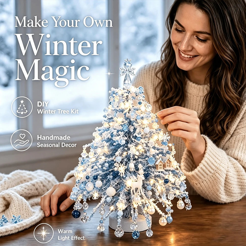 DIY Beaded Tabletop Christmas Tree Kit, Handmade Bead Xmas Desktop Ornament, Holiday Decor Craft Gift