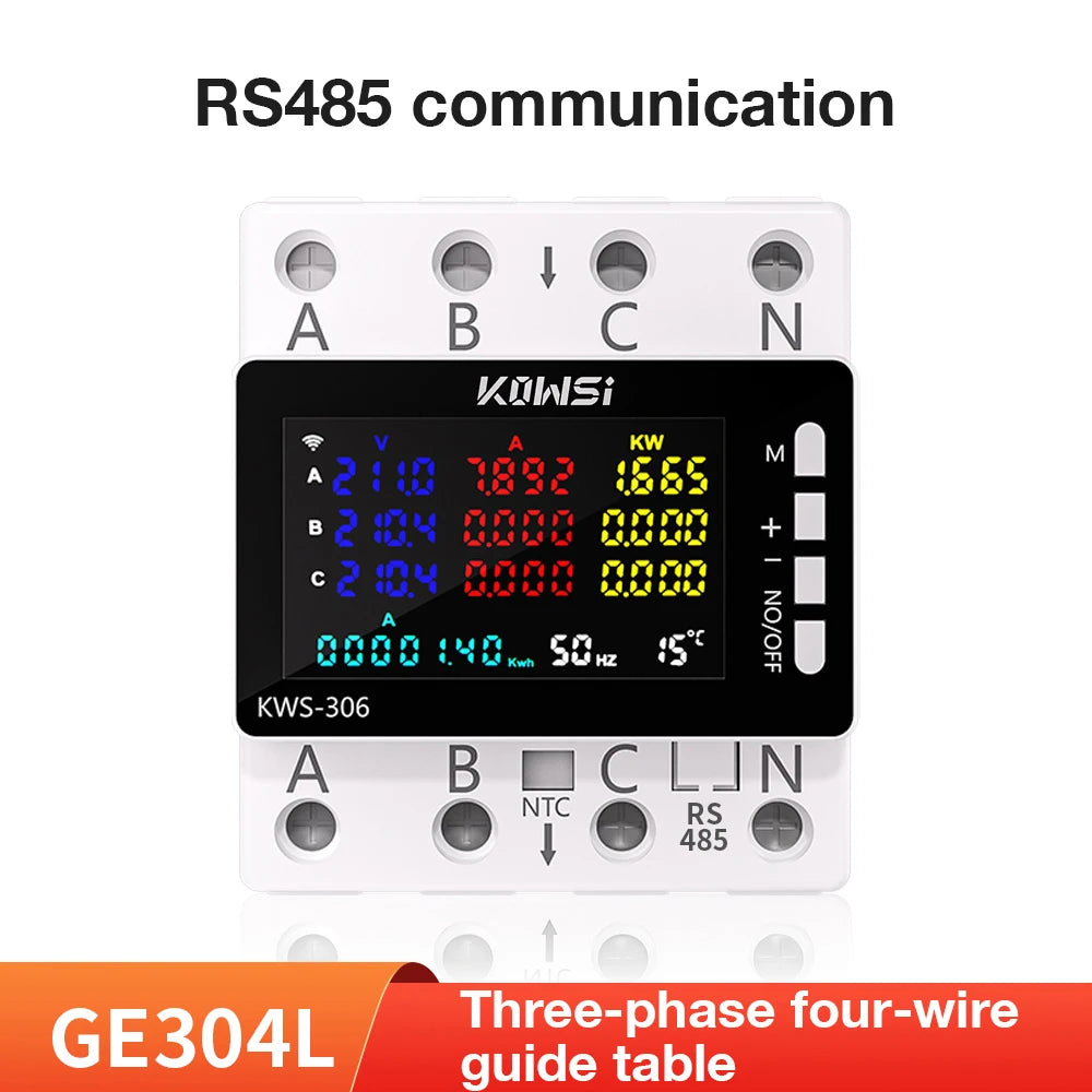 Tuya WiFi 8in1 AC Energy Meter 3P 85-290V/80A Voltage Current Meter APP Relay kWh Circuit Breaker Power Meter Smart Life