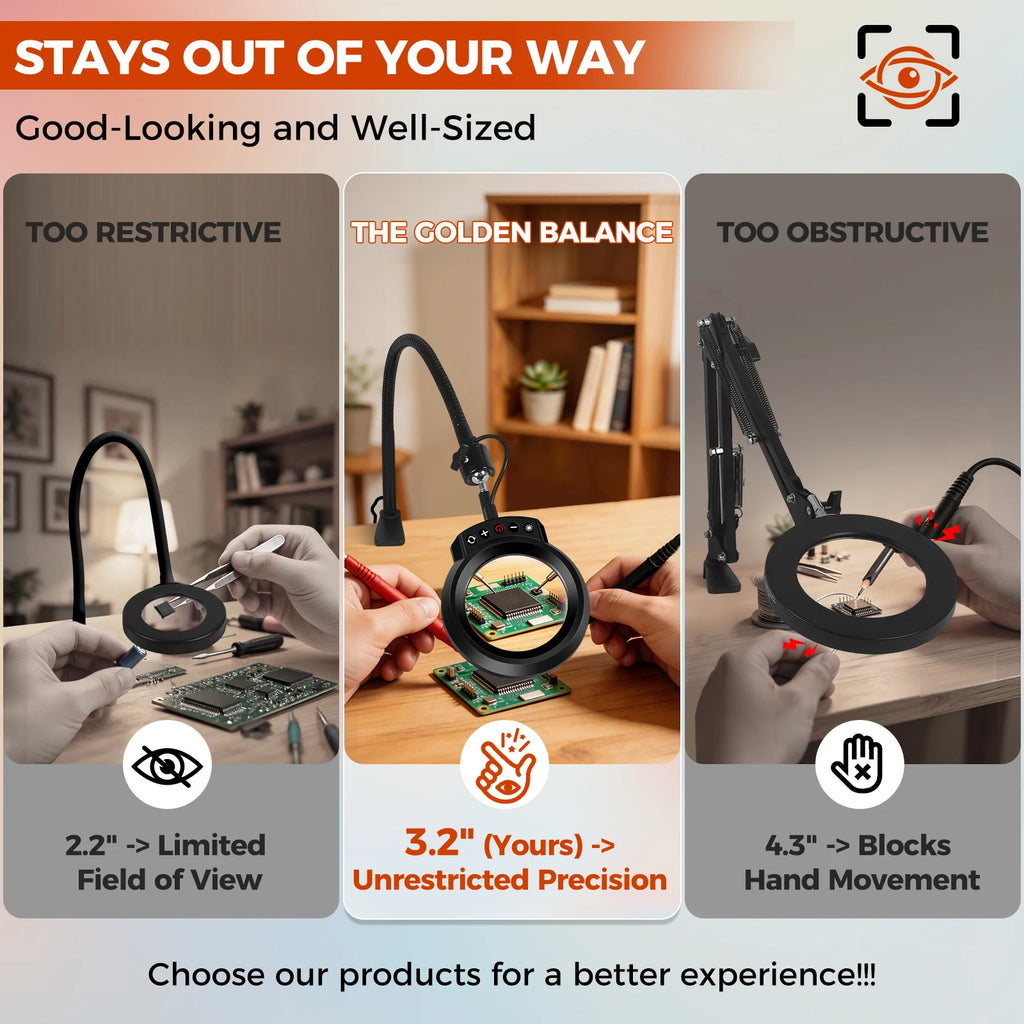 5X Magnifying Glass with Light 5 Color Modes Dimmable Lighted Magnifying Lamp Glass for Reading, Close Work, Hobbies, Crafts