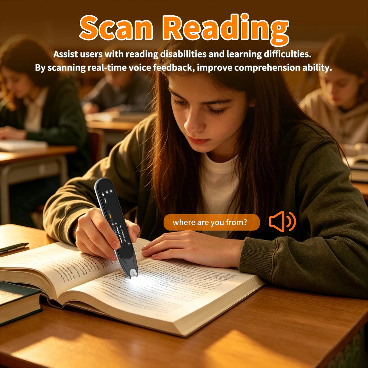 Scan Translation Pen –Dyslexia Tools, Reading Pen, Speech & Scan-to-Text Reading Pen （142 Online/10 Offline Languages）