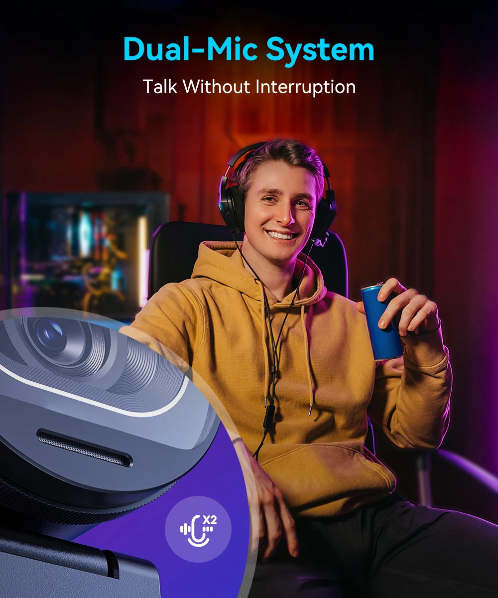 Webcam 4K Streaming Web Camera 1080P 60FPS USB Camera EMEET S600 Autofocus Living Stream Camera With Mics for Tiktok/YouTube
