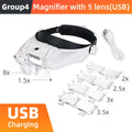 LED Magnifier 1.5x 2x 2.5x 3x 3.5x 8x Magnifying Glasses for Jewelry Watch Electronic Repair Hands-Free Loupe