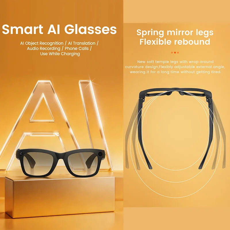 2026 New Smart AI Glasses with AI Translation 800W HD Camera EIS Stabilization 1080P Video Recording and WiFi Transmission