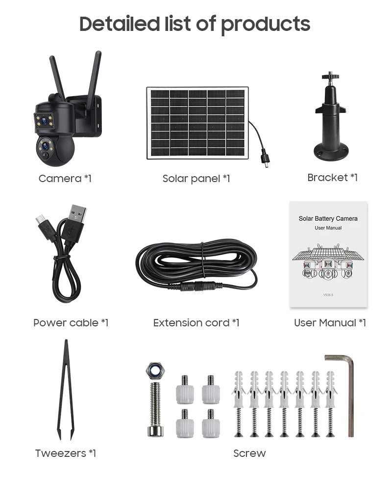 6MP Ubox APP Solar Power Dual Lens WIFI IP Camera Full Color AI Humanoid Detection Home Security CCTV Monitor