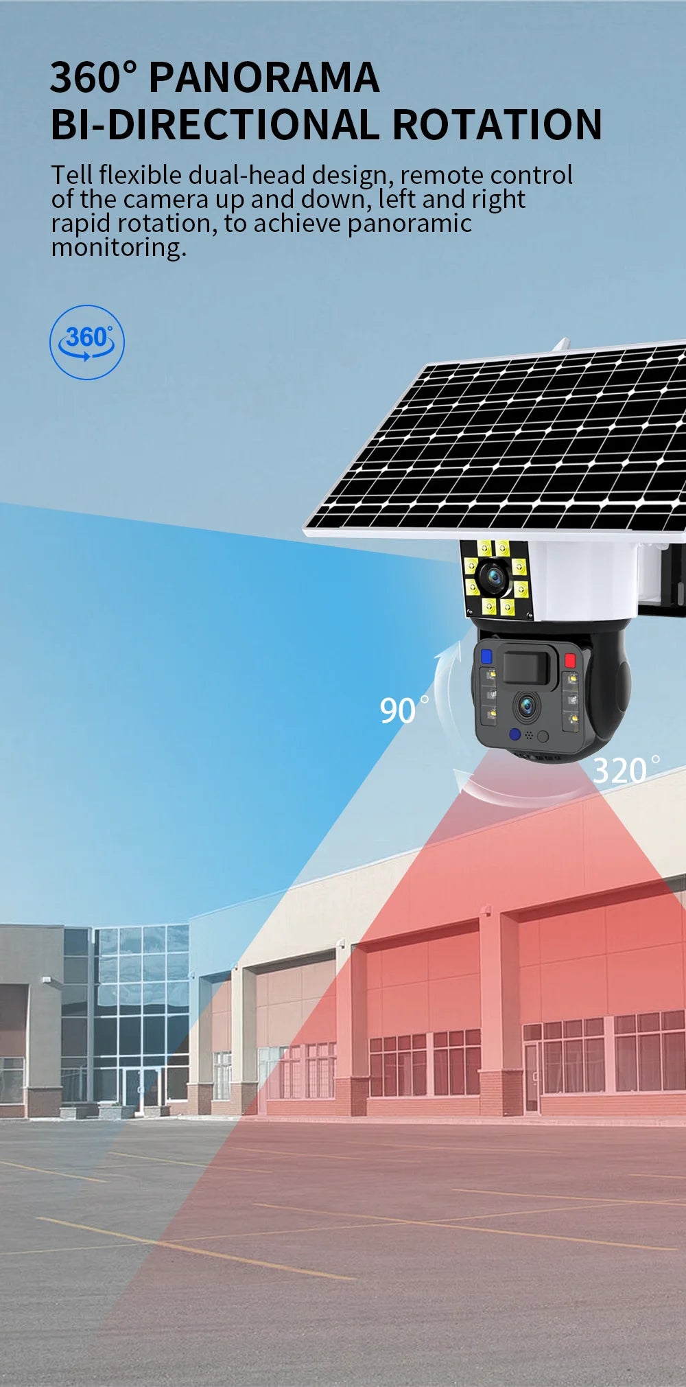 8MP 4K WiFi Solar Camera Outdoor Dual Lens Dual Screen Gimbal IP Camera With Solar Panel Rechargeable AI Motion Detection
