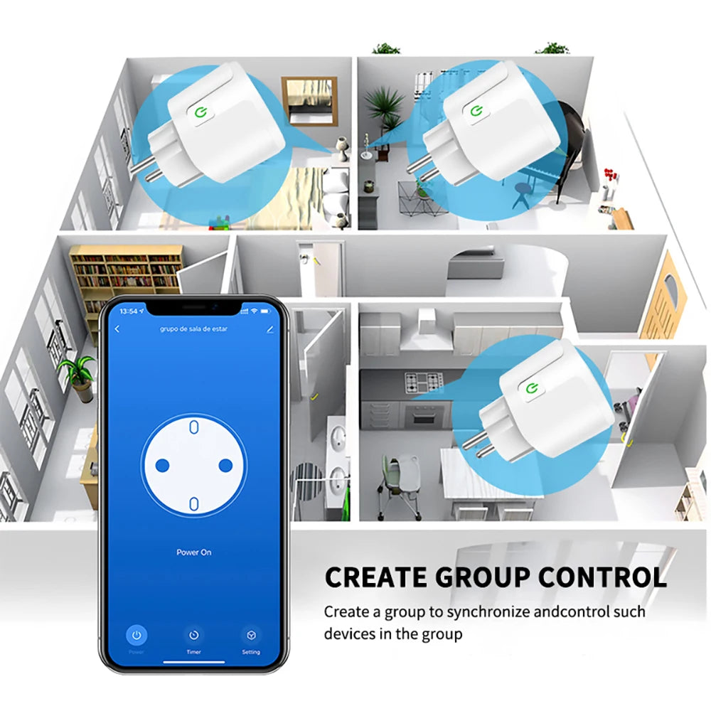 Tuya Smart Plug WiFi EU Universal 16A With Power Monitor Remote Timing Socket Outlet Works With Yandex Alice, Alexa, Goole Home