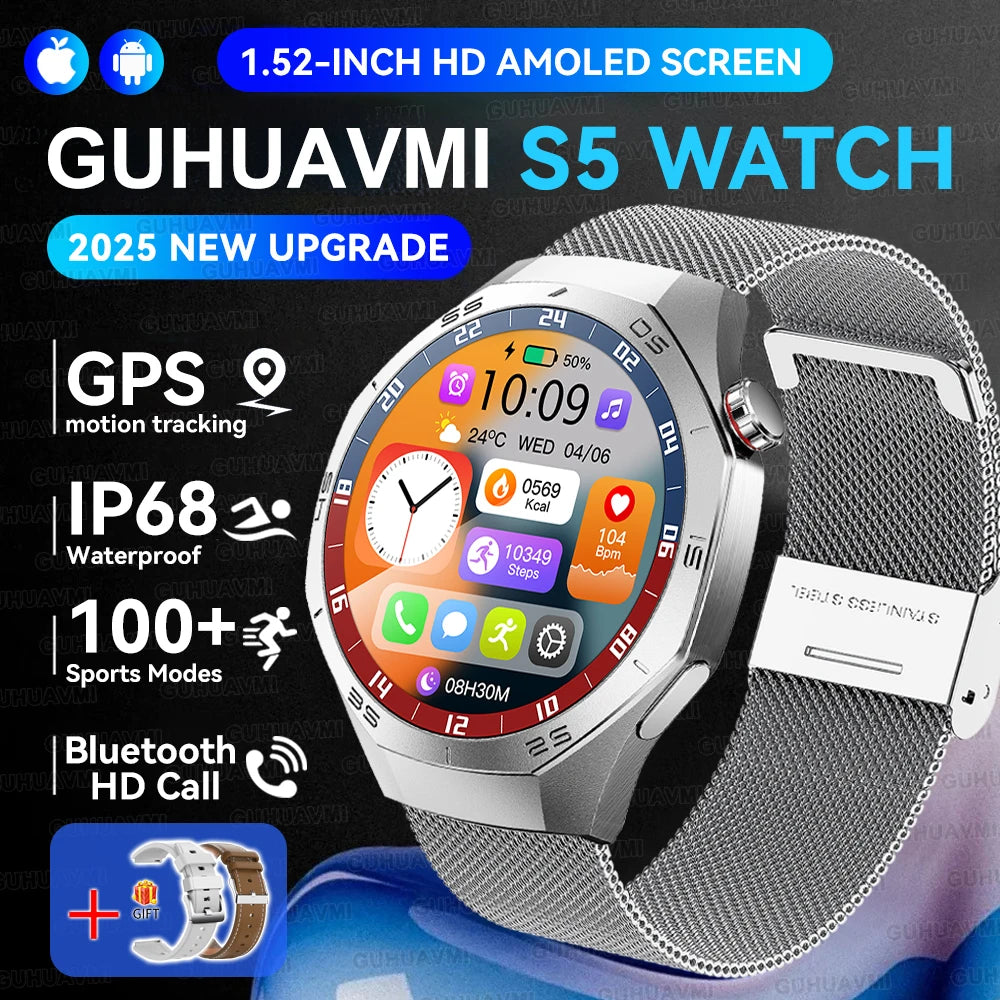 2026 New Sports Watch 5 Pro GPS Track Smart Watches Men 1.53"AMOLED Full Touch Screen Waterproof Bluetooth Talk Smart Bracelet